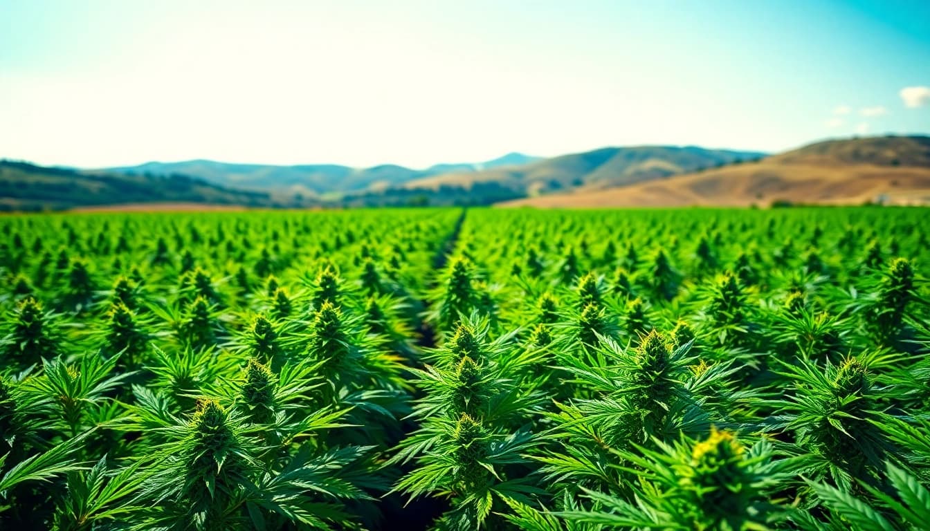 Appréciez la beauté de Club Cannabis Costa Brava, un champ verdoyant de cannabis.