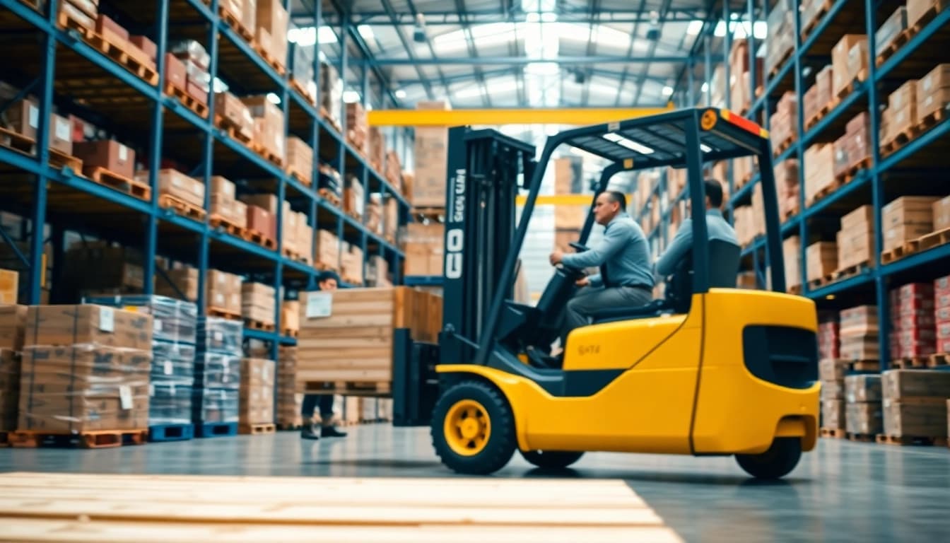 Logistics professionals coordinating operations in a bustling warehouse environment.