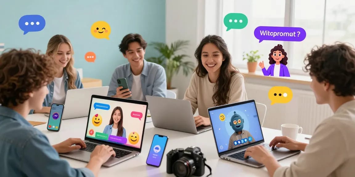 Interactive spicy chat scene with users engaging in fun, animated conversations.