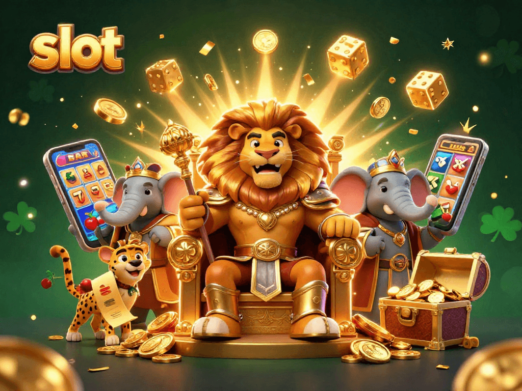 Taruhan slot di situs gacor, dengan jackpot, koin emas, dan simbol keberuntungan.