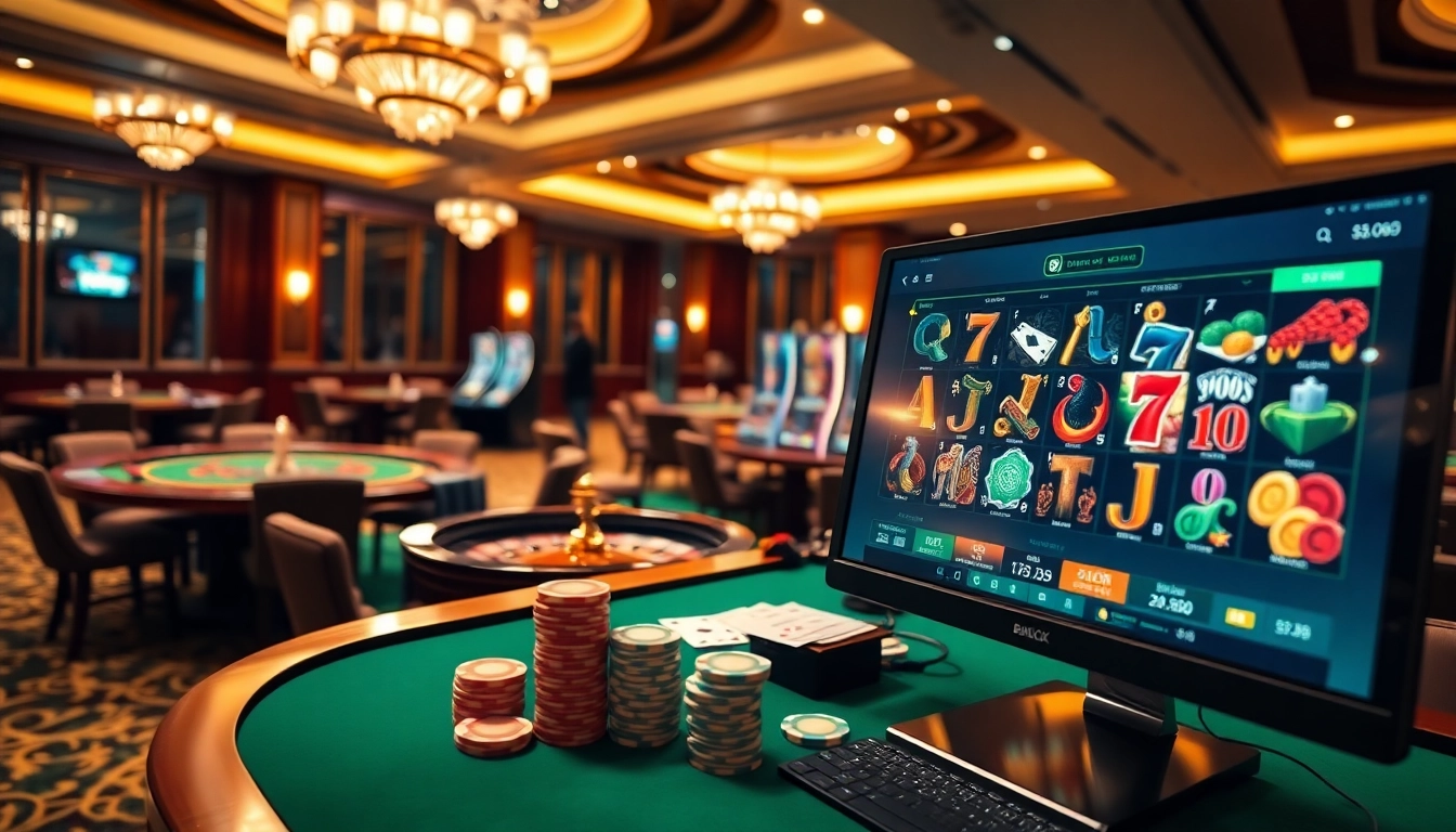 Des joueurs engagés en action aux meilleurs casinos en ligne avec des tables vibrantes et des interfaces en ligne immersives.