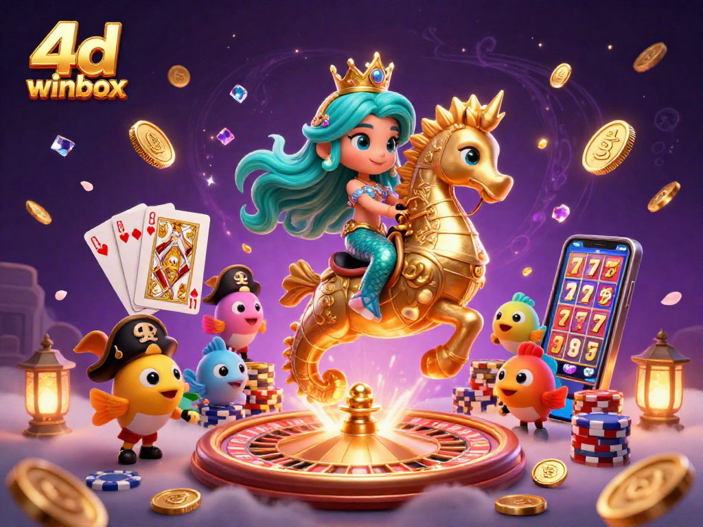 Experience the thrill of 4d winbox with a mermaid, seahorse, and dazzling casino elements.