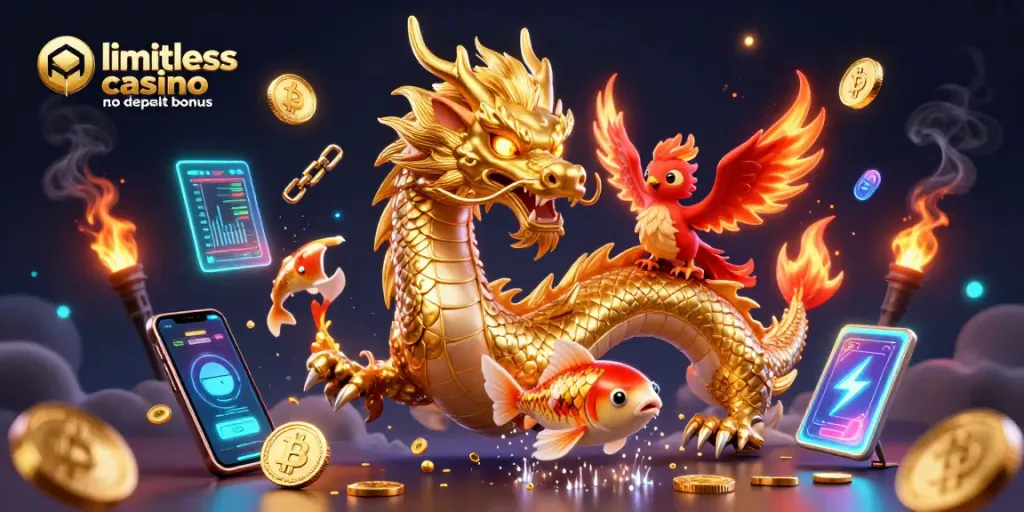 Engage with limitless casino no deposit bonus offers illustrated in a vibrant 3D casino scene.