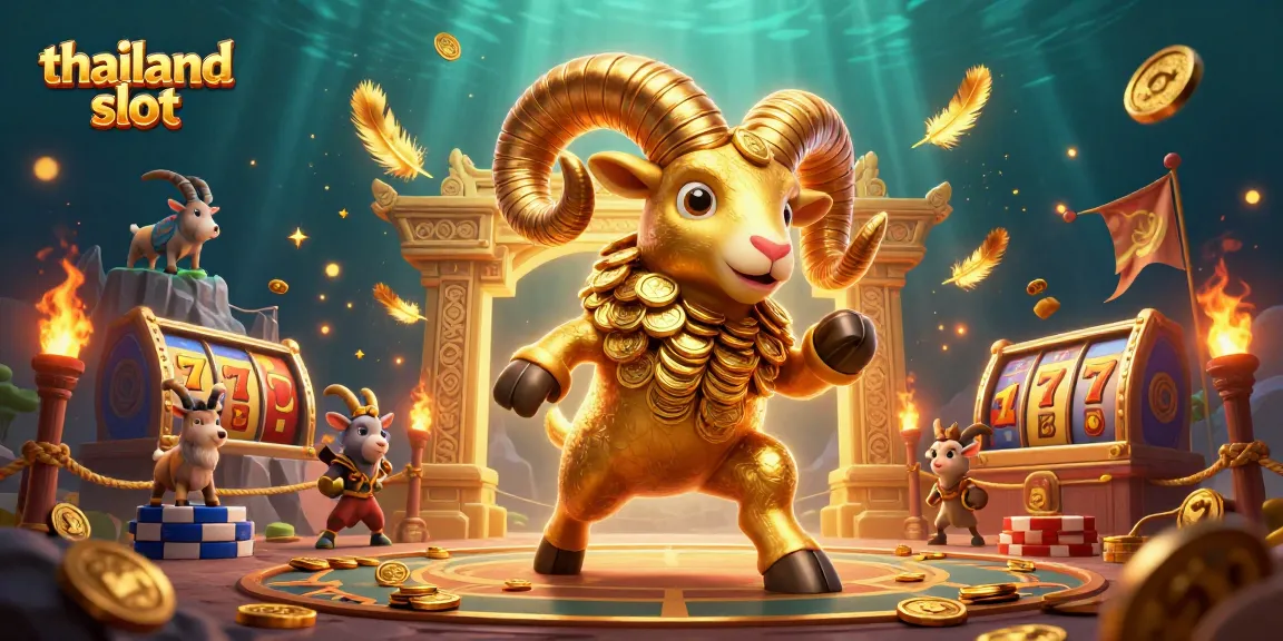 Engage with thailand slot adventures featuring golden ram and dynamic casino elements, showcasing an exciting scene.