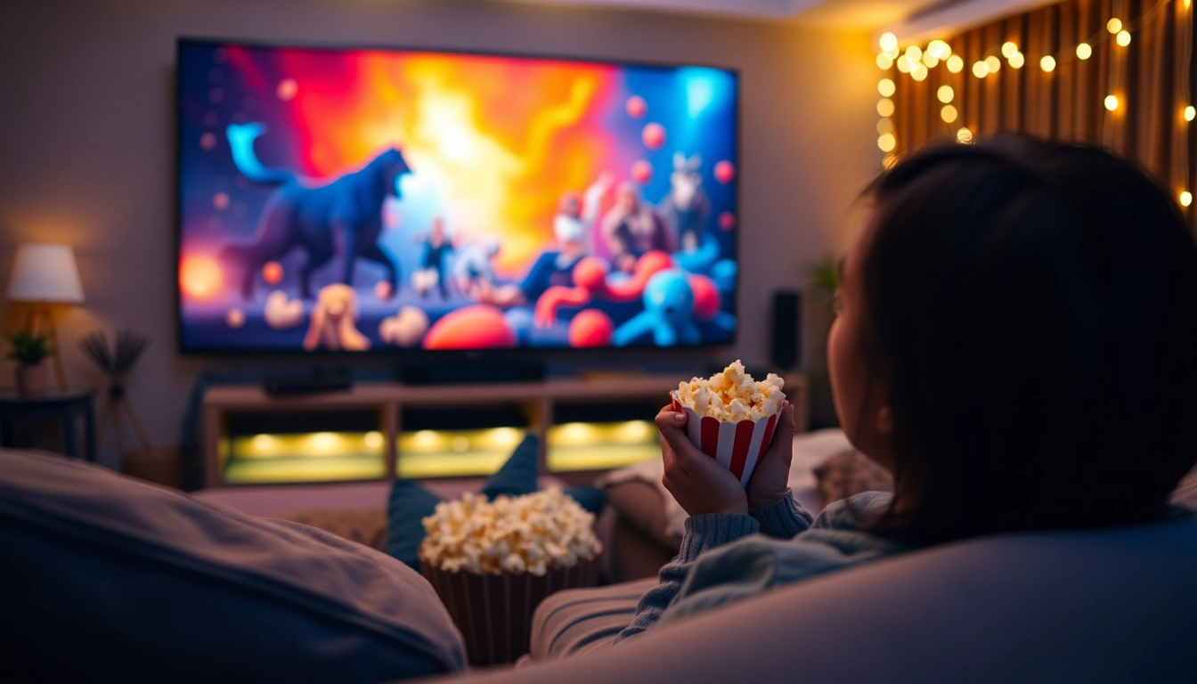 ดูหนังออนไลน์ฟรี บรรยากาศภายในโรงภาพยนตร์ที่บ้านพร้อมคนดูที่มีความสุข