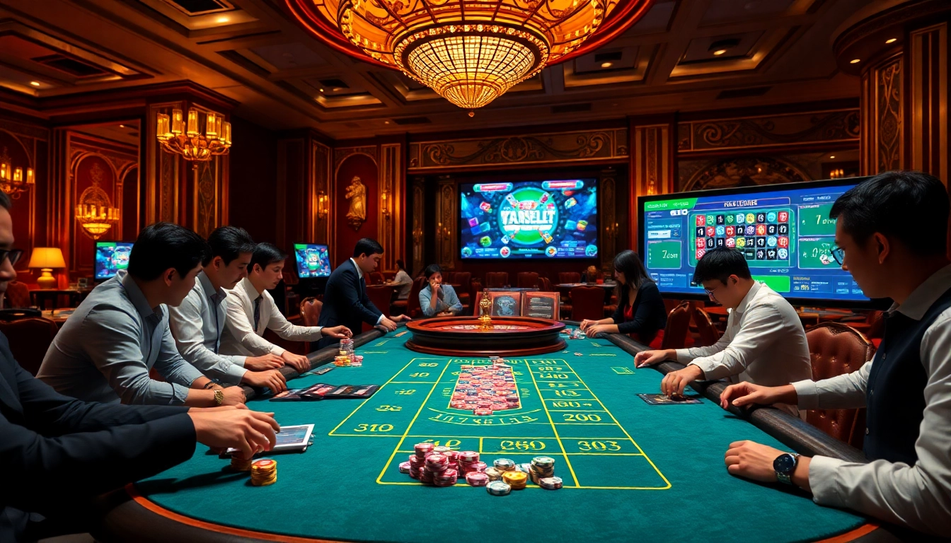 Experience the thrill of gtatogel at a lively casino table with players engaging and colorful chips.