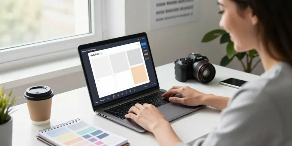 Modern workspace with user engaging with ValidGrad for a novelty diploma.
