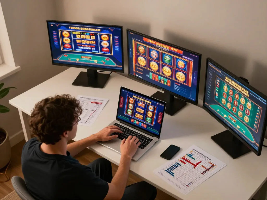 Migliori casino online europei: Engaging in strategic online gambling session with various casino games.