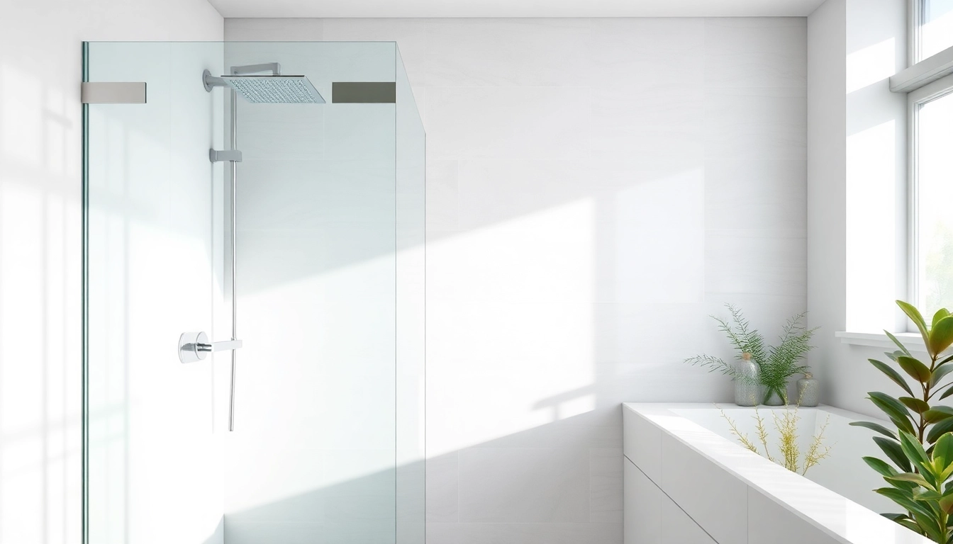 Showcase semi-frameless shower screens in a modern bathroom with sleek design elements.
