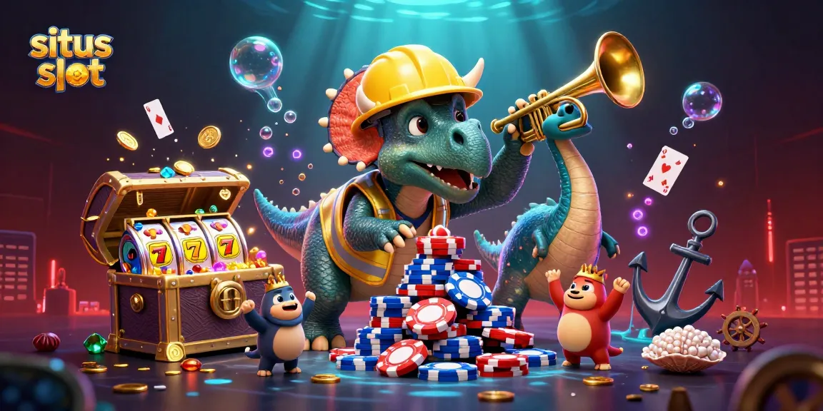 Menyaksikan situs slot dengan triceratops menciptakan tumpukan chip poker mengelilingi harta karun laut yang menakjubkan.