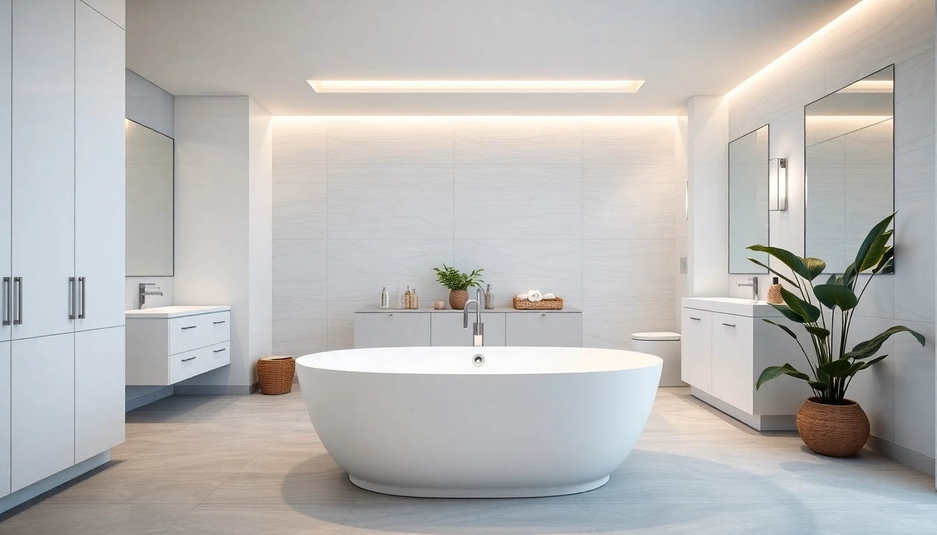 Revitalize your space with expert bathroom renovation near me featuring a stylish freestanding bathtub.