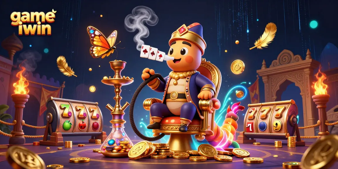 Engage with game iwin through a vibrant 3D illustration of a majestic caterpillar hookah-master in a Turkish setting.
