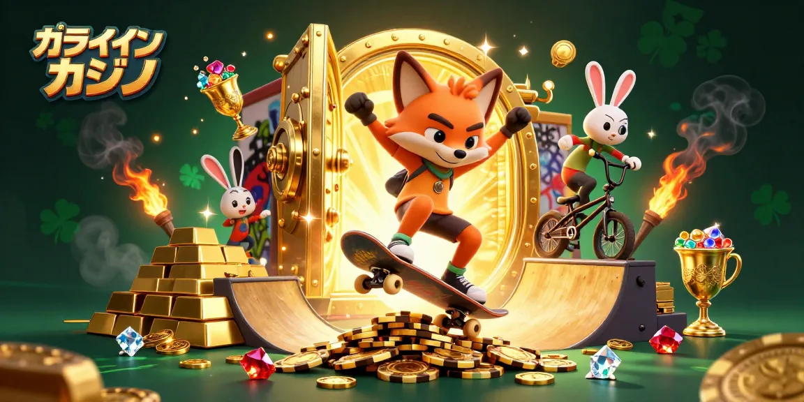 オンラインカジノでスリリングなゲーム体験を味わうキャラクターたちが楽しむシーン