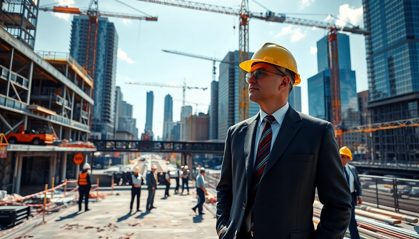 Manhattan Construction Manager supervising an active construction site, showcasing leadership.
