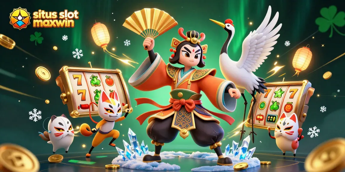 Experience the thrill of situs slot gacor maxwin with a vibrant 3D illustration showcasing dynamic slot reels and engaging characters.