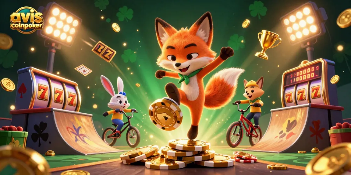 Analysez les avis CoinPoker tout en profitant d'une scène dynamique avec des éléments de casino.