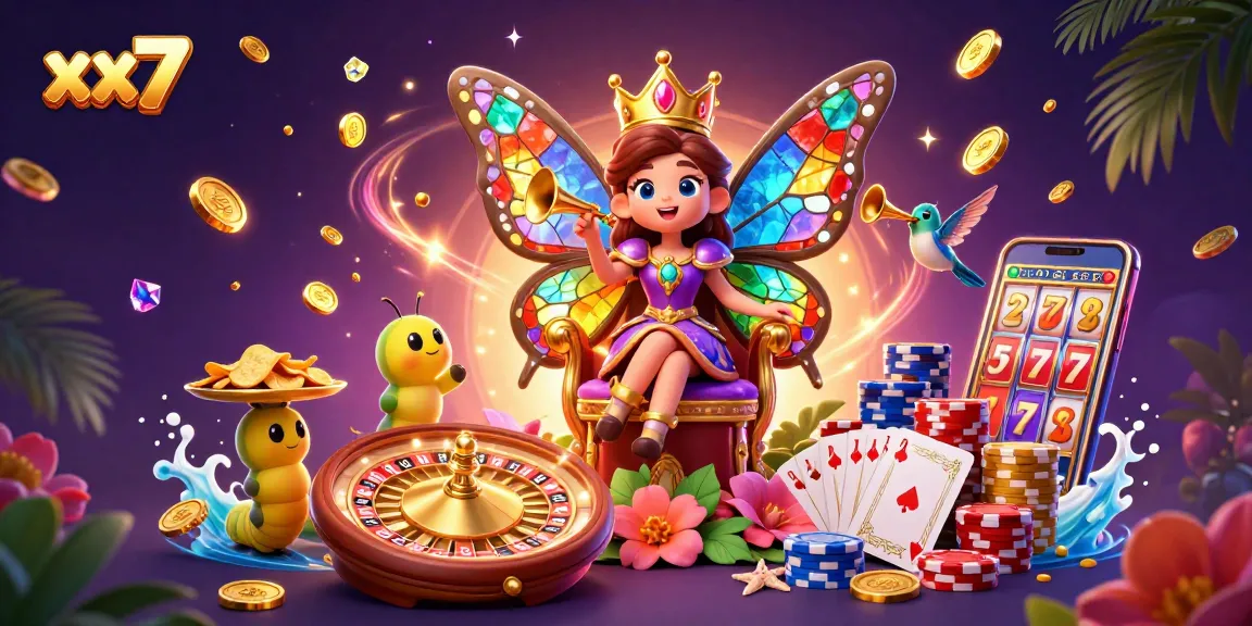 Engage in the thrilling xx7 casino experience with colorful characters amidst a vibrant gaming atmosphere.