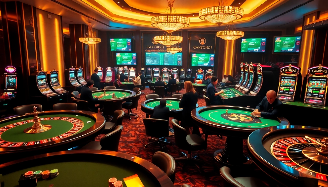 Découvrez l'excitation des meilleurs casino en ligne avec des joueurs à des tables luxueuses et des machines à sous vibrantes.
