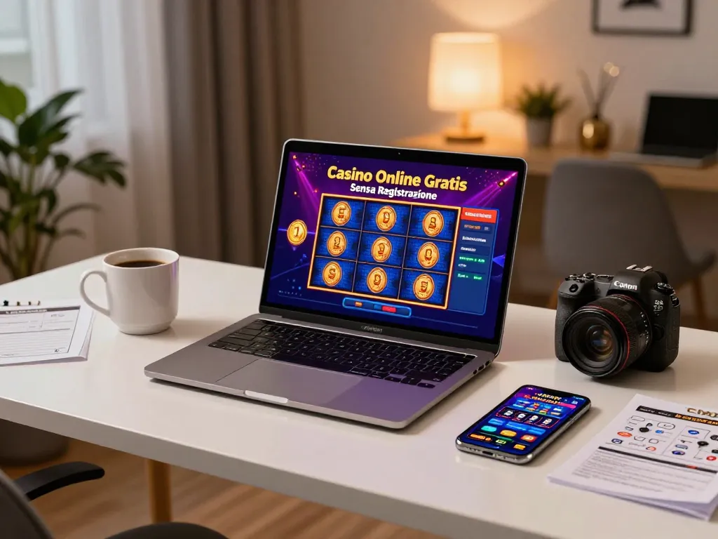 Engage in exciting casino online gratis senza registrazione gameplay from a cozy home setup with a laptop and smartphone.