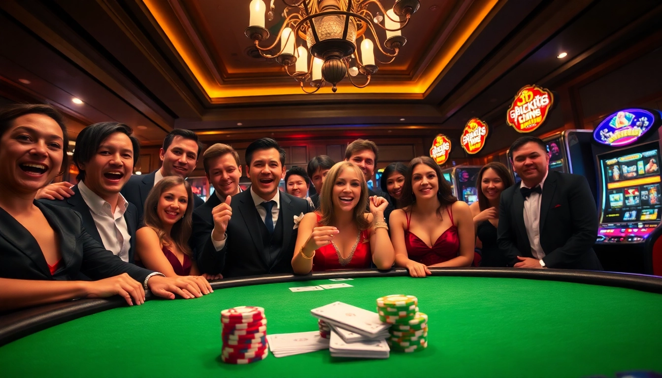 Players engaging in a vibrant poker game at 8day.cn.com, surrounded by luxurious casino elements.