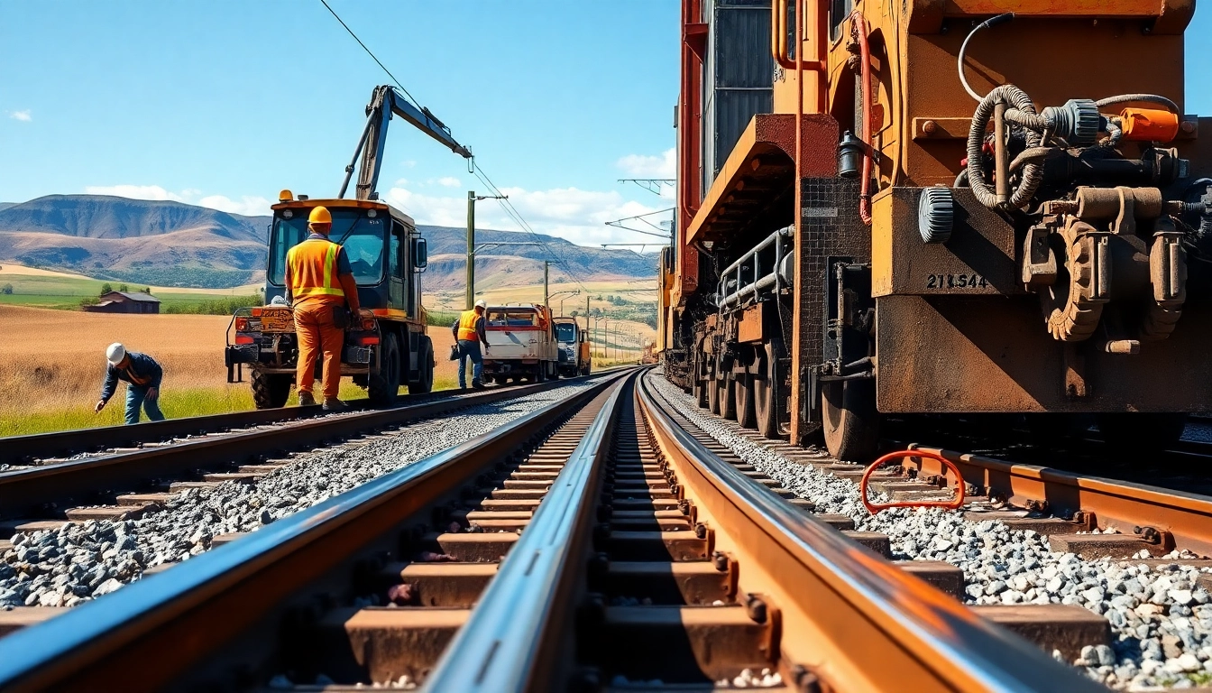 Enhancing railroad infrastructure with Ratilroad Track Construction Compary laying new tracks.