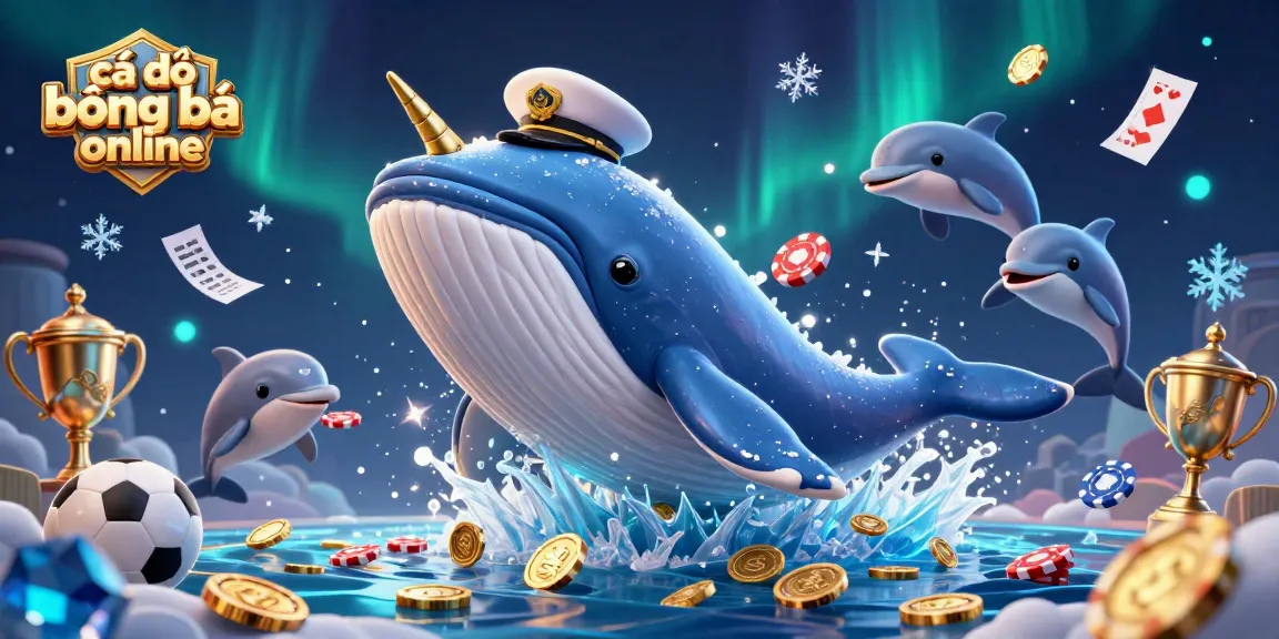 Bet on cá độ bóng đá online with a vibrant illustration of a winning whale and companions in action.