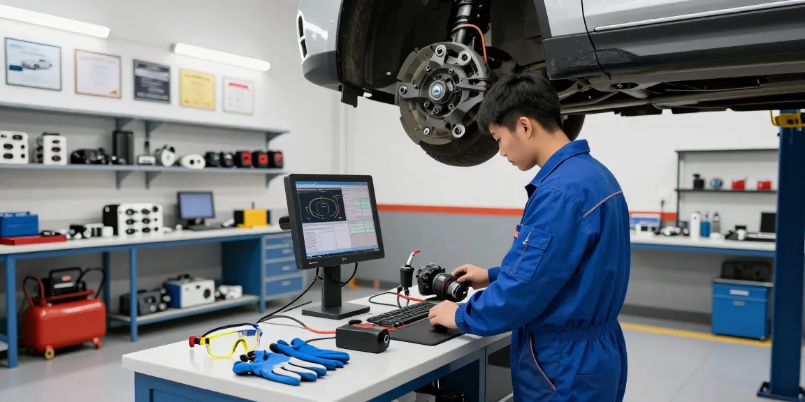 Professionelle BMW Werkstatt Hannover mit Techniker bei der Fahrzeugdiagnose