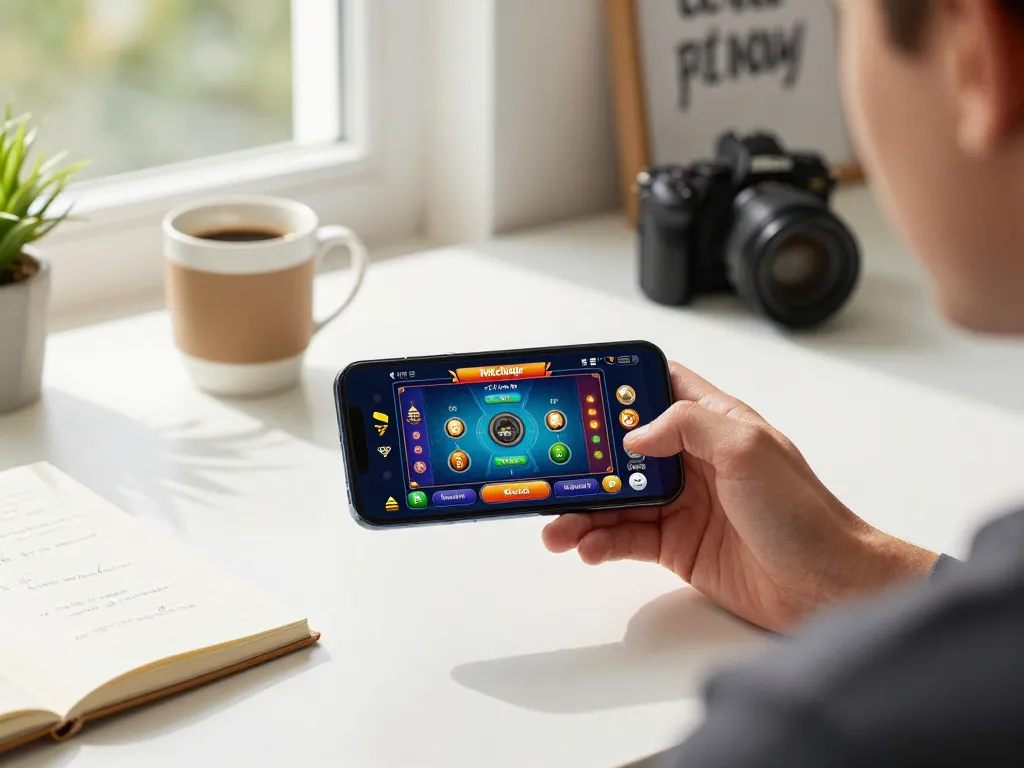 Engaging in mobile gaming with hitclubapk app showcasing casino game excitement