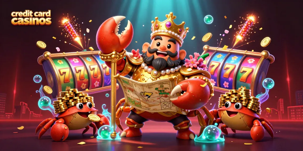 Spin the reels at credit card casinos with a golden crab emperor and lucky elements.
