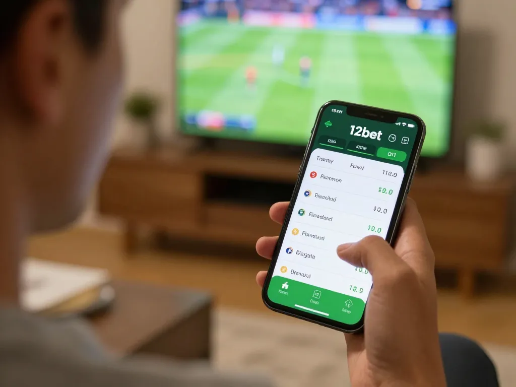 Đặt cược trên ứng dụng di động 12bet trong các sự kiện thể thao trực tiếp, thể hiện sự phấn khích và sự tương tác của người dùng trong một không gian thoải mái.