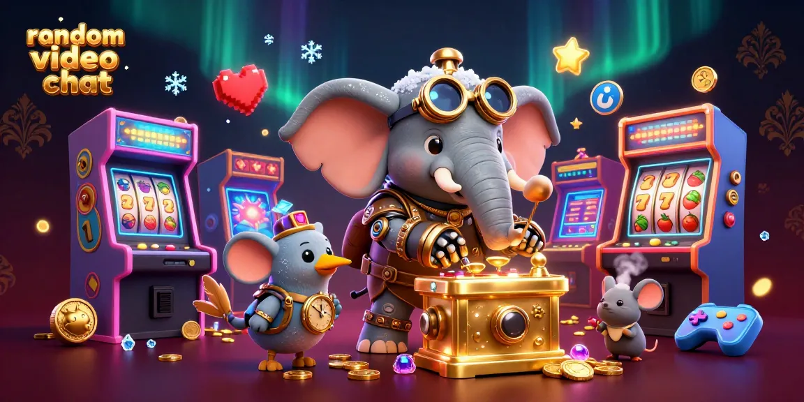 Engage in random video chat while enjoying dynamic, vibrant casino-themed 3D artwork full of excitement.