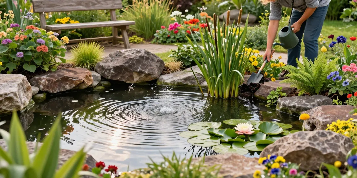Buy Marginal Pond Plants in a serene garden setting with colorful flowers and greenery.