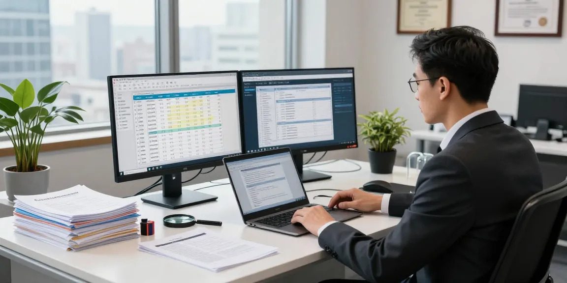 Ruang kerja profesional aafikotaserang.org dengan auditor forensik yang sedang bekerja.