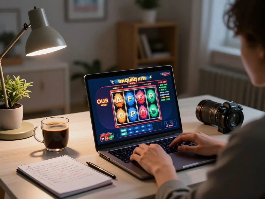 Engaging online gaming setup showing bet789 strategies on a laptop in cozy home.