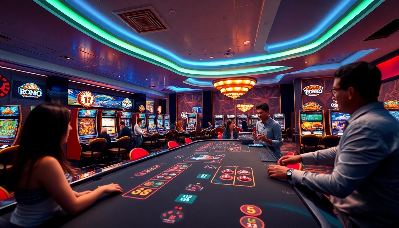 Exciting online gaming environment at new88go.com, featuring vibrant slot machines and a live dealer.