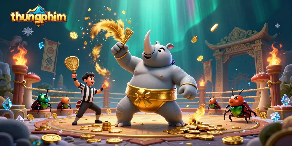Experience thrilling action with thungphim featuring a beetle sumo champion in a vibrant casino atmosphere.