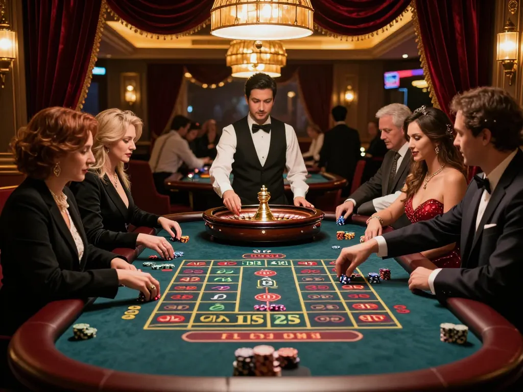 Engaging roulette game showcasing the best widget store experience with players betting and croupier spinning wheel