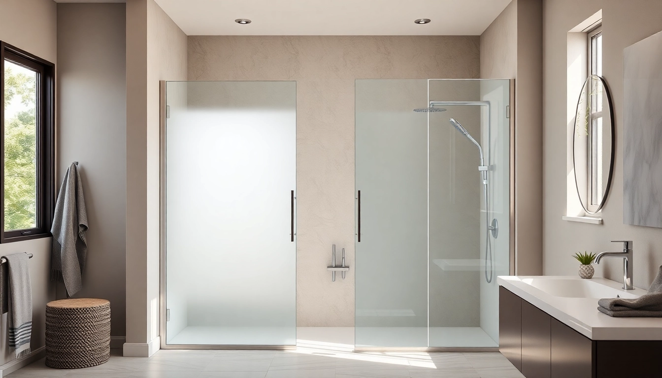 Showcase sliding shower doors in a modern bathroom with elegant design and natural lighting.