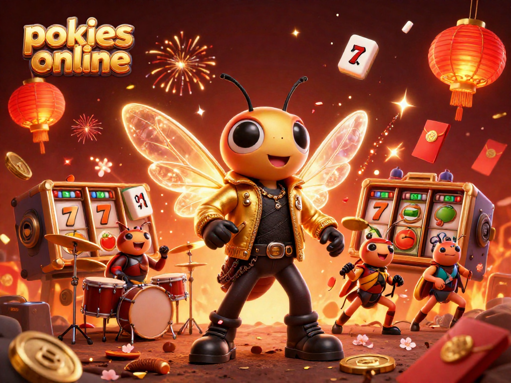 Spin to win big on pokies online in a vibrant 3D carnival scene filled with characters.