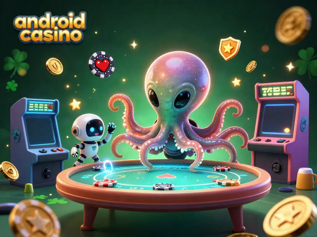 Experience the vibrant world of android casino with this unique alien-themed illustration.