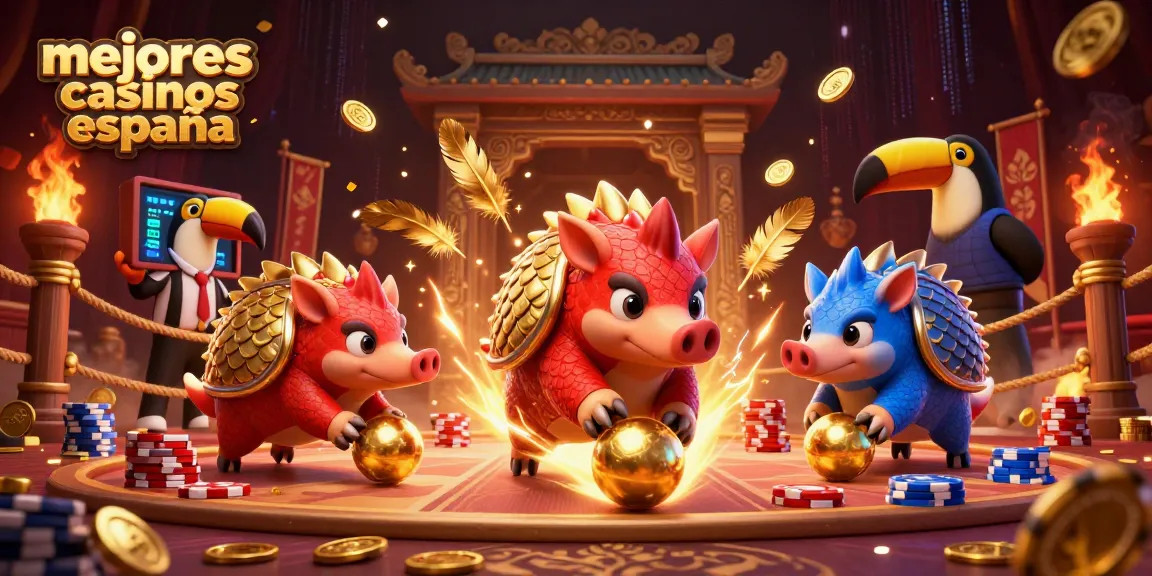 Los mejores casinos online en España presentan un emocionante duelo entre pangolines en un entorno vibrante.