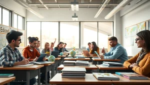 Enhance Education through collaboration among diverse students in a vibrant classroom.