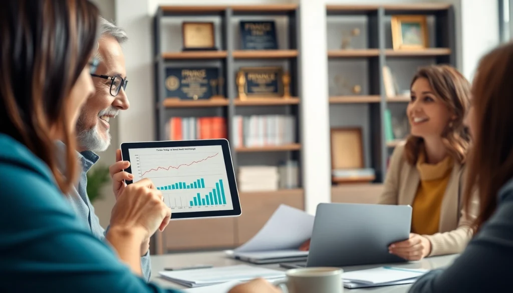 Engaging discussion on tax planning and wealth management between a financial advisor and clients.