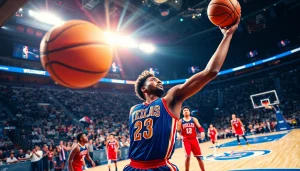 nba중계 중 경기 중 점프 슛을 하는 선수의 역동적인 모습