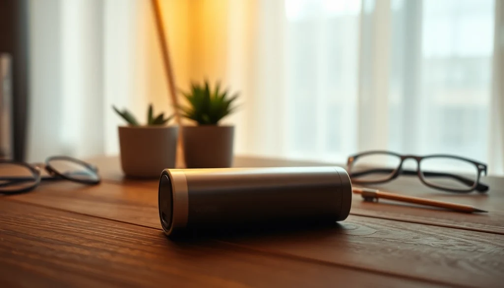 Vozol Vaping-Gerät auf einer Holzoberfläche mit dampfendem Hintergrund.