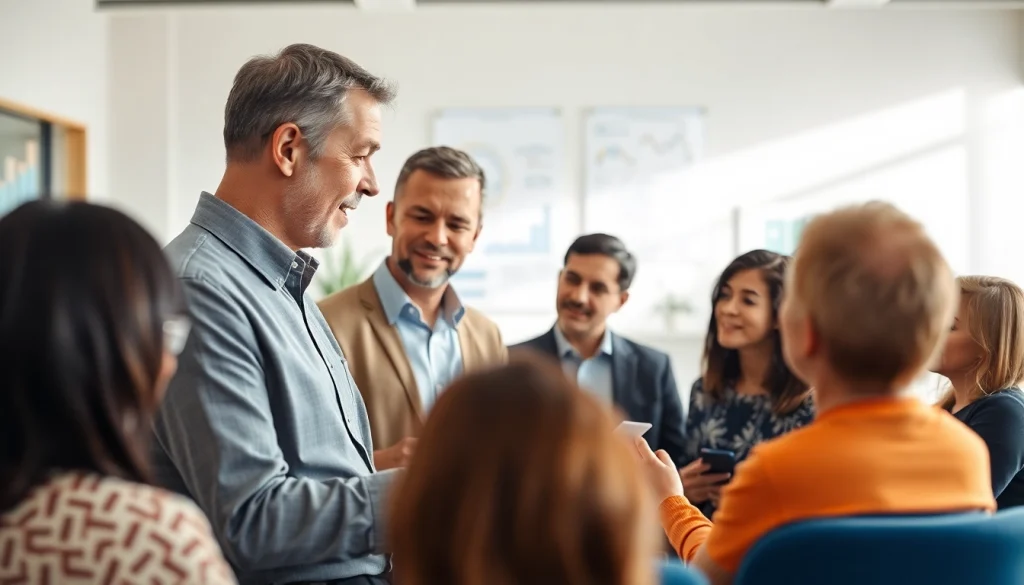 Discussing life insurance options with clients, showcasing trust and professionalism in a modern office.