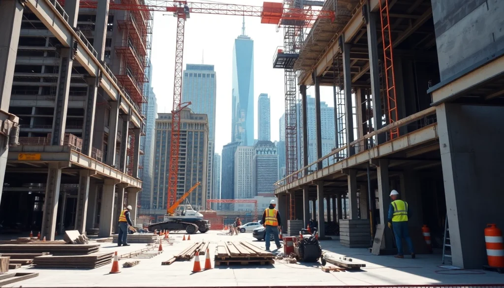 Showcasing New York City Commercial General Contractor at work on a vibrant construction site.