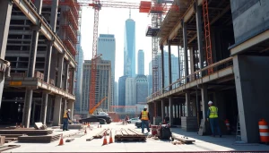 Showcasing New York City Commercial General Contractor at work on a vibrant construction site.