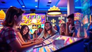 Kode4d slot online gaming experience with vibrant graphics and excited players.