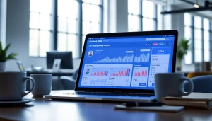 Analyze data and boost performance with a Facebook SMM panel dashboard in a modern office.